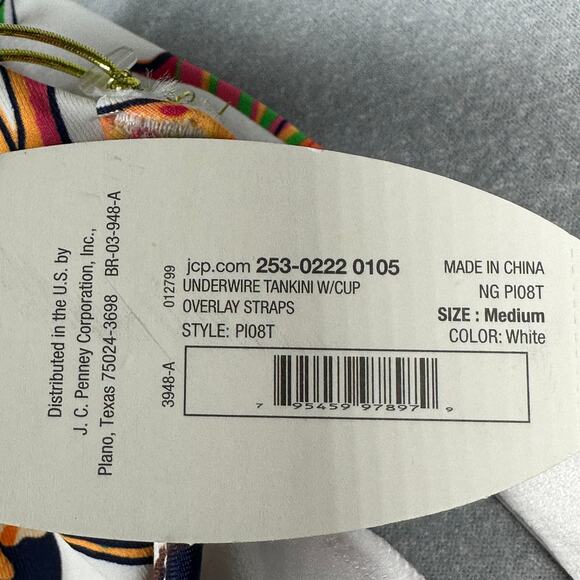 Mynah Tankini Swimsuit Top Womens Medium Tropical Parrots Print Underwire Beach - Picture 7 of 11